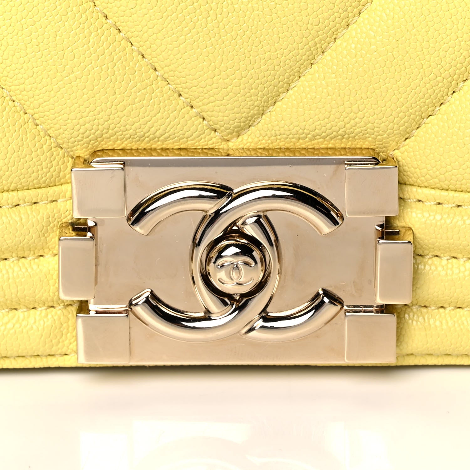 Chanel Caviar Chevron Quilted Small Boy Flap Yellow 8 of 11