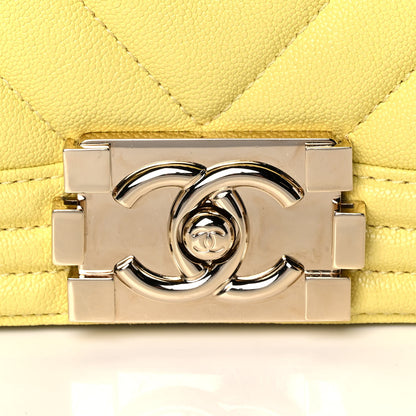 Chanel Caviar Chevron Quilted Small Boy Flap Yellow 8 of 11