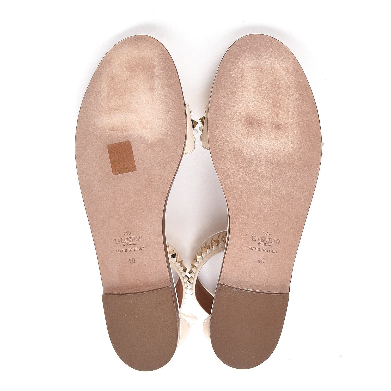 Valentino Garavani Nappa Rockstud Ankle Strap Flat Sandals 40 Ivory 5 of 10