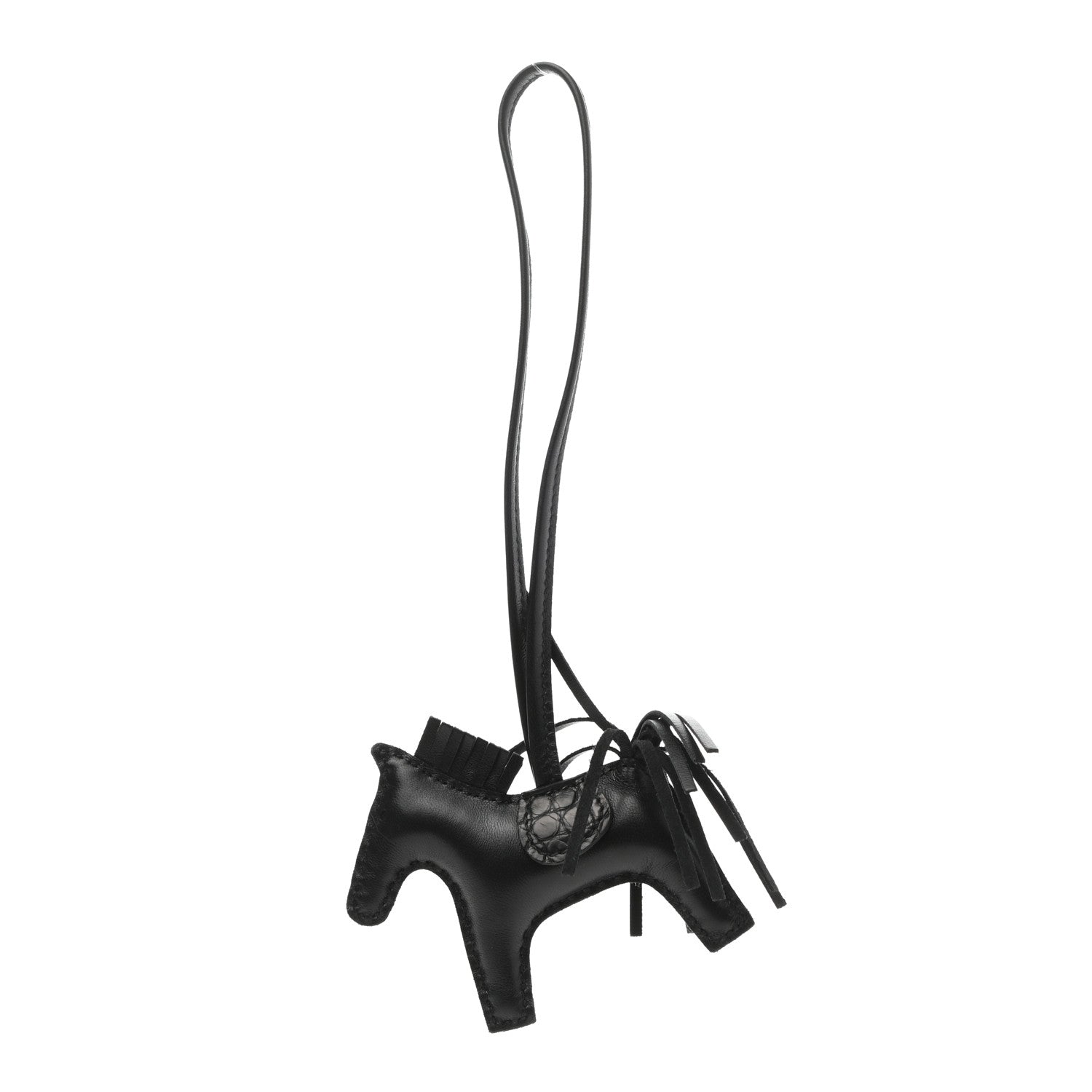 Hermes Milo Lambskin Matte Alligator Touch Grigri Rodeo Horse Bag Charm PM So Black 1 of 4