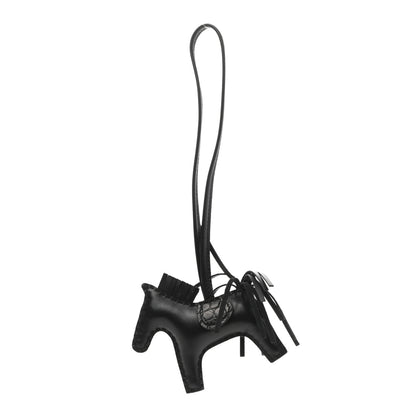 Hermes Milo Lambskin Matte Alligator Touch Grigri Rodeo Horse Bag Charm PM So Black 1 of 4