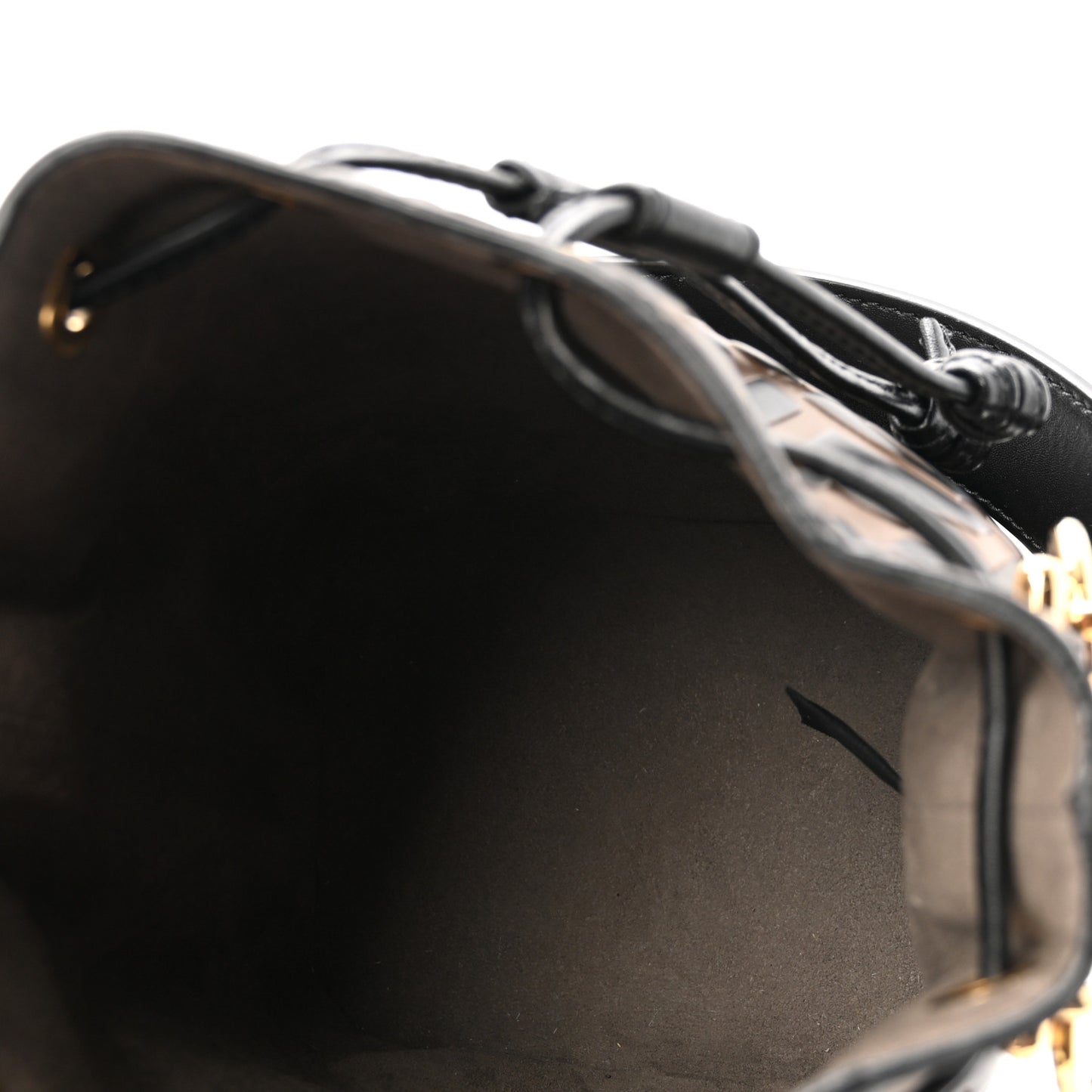 Vitello Liberty F is Fendi Bi-Color FF 1974 Embossed Mini Mon Tresor Bucket Bag Maya Black