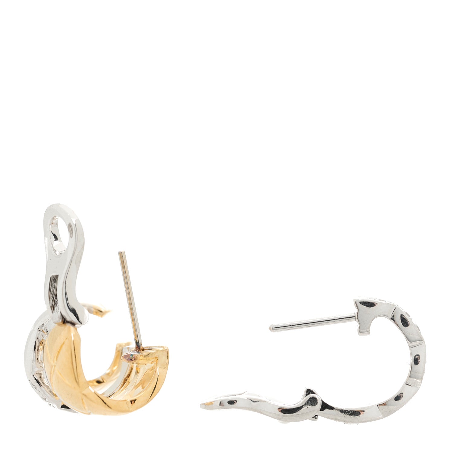 Chanel 18K Yellow White Gold Diamond Coco Crush Earrings 3 of 5