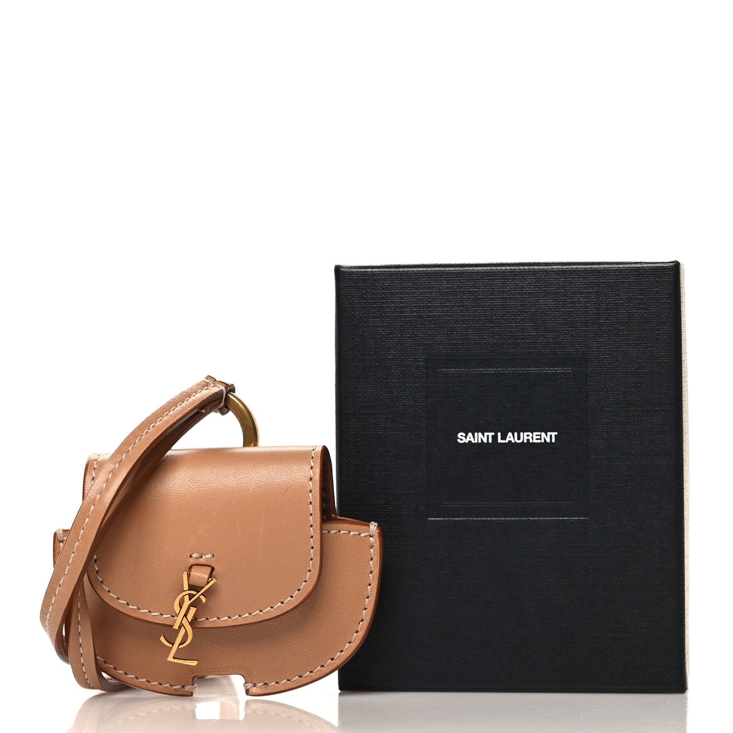 Calfskin Kaia Airpods Micro Bag Vintage Brown Gold