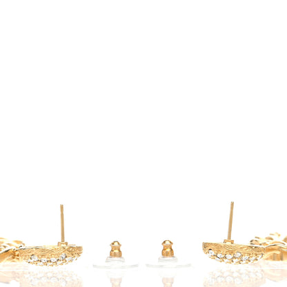 Chanel Metal Crystal CC Paris Chain Link Hoop Earrings Gold 4 of 5