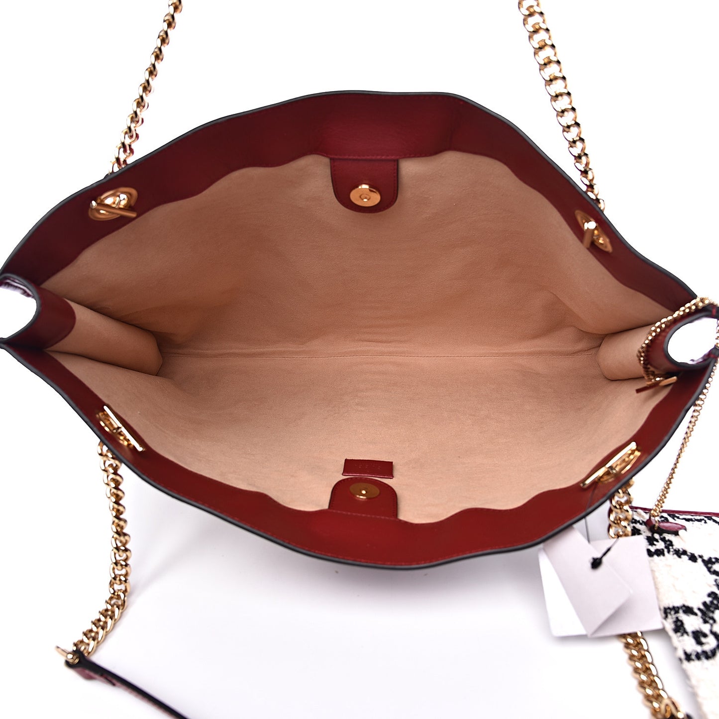 Tweed GG Monogram Large Rajah Chain Tote White Black Romantic Cherry