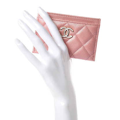 Chanel Iridescent Caviar Quilted Card Holder Pink 2 of 9