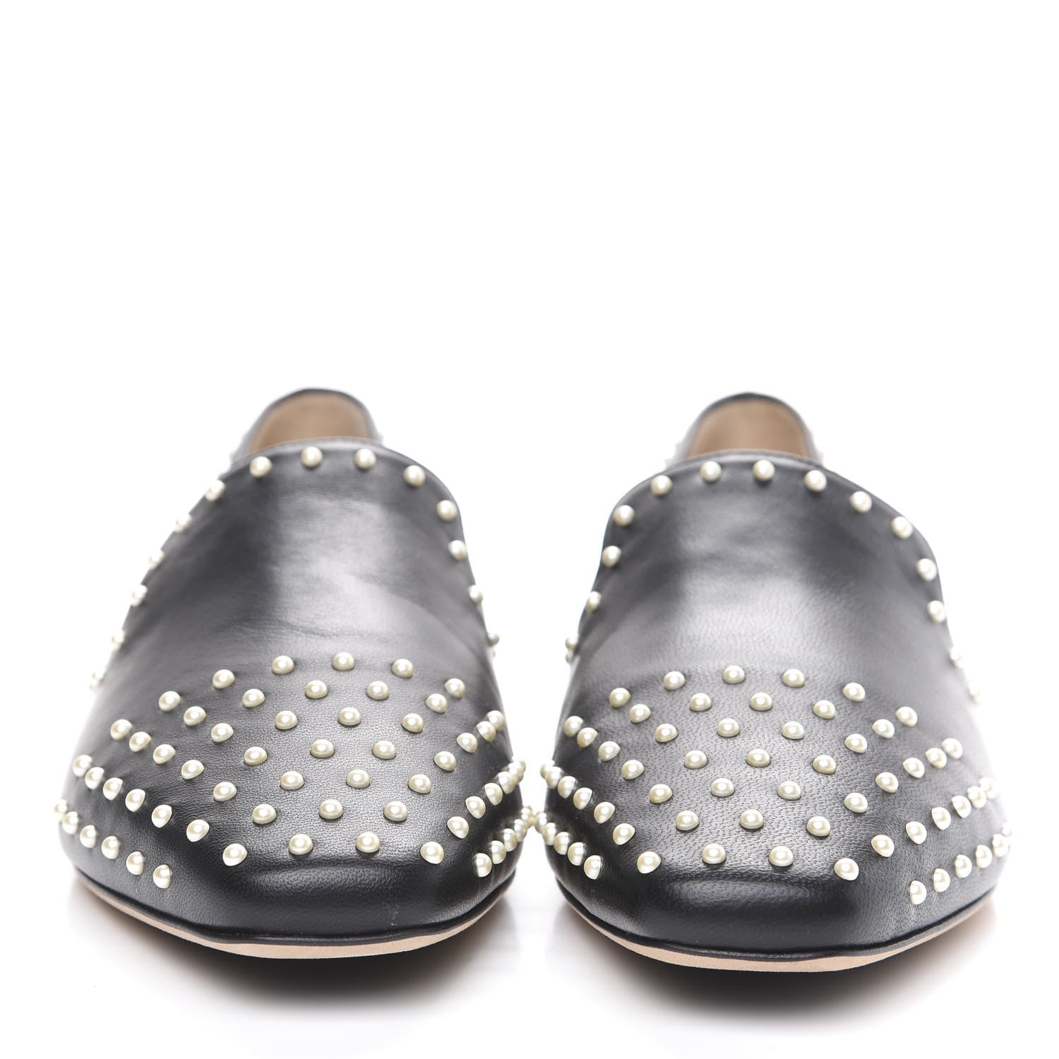 Jimmy Choo Nappa Pearl Studded Jaida Flat Loafer 39.5 Black 2 of 8