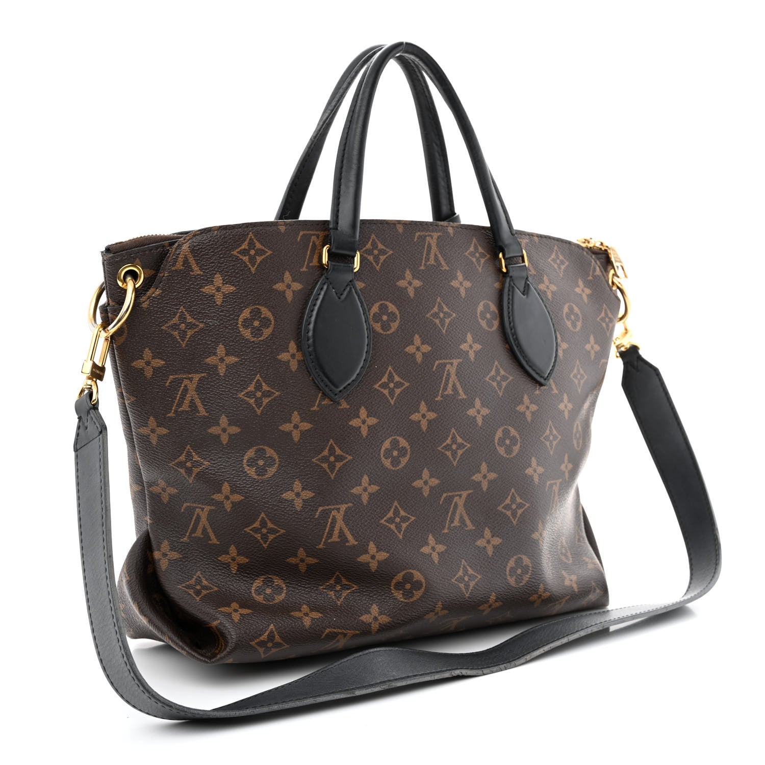 Louis Vuitton Monogram Flower Zipped Tote MM Black 3 of 17