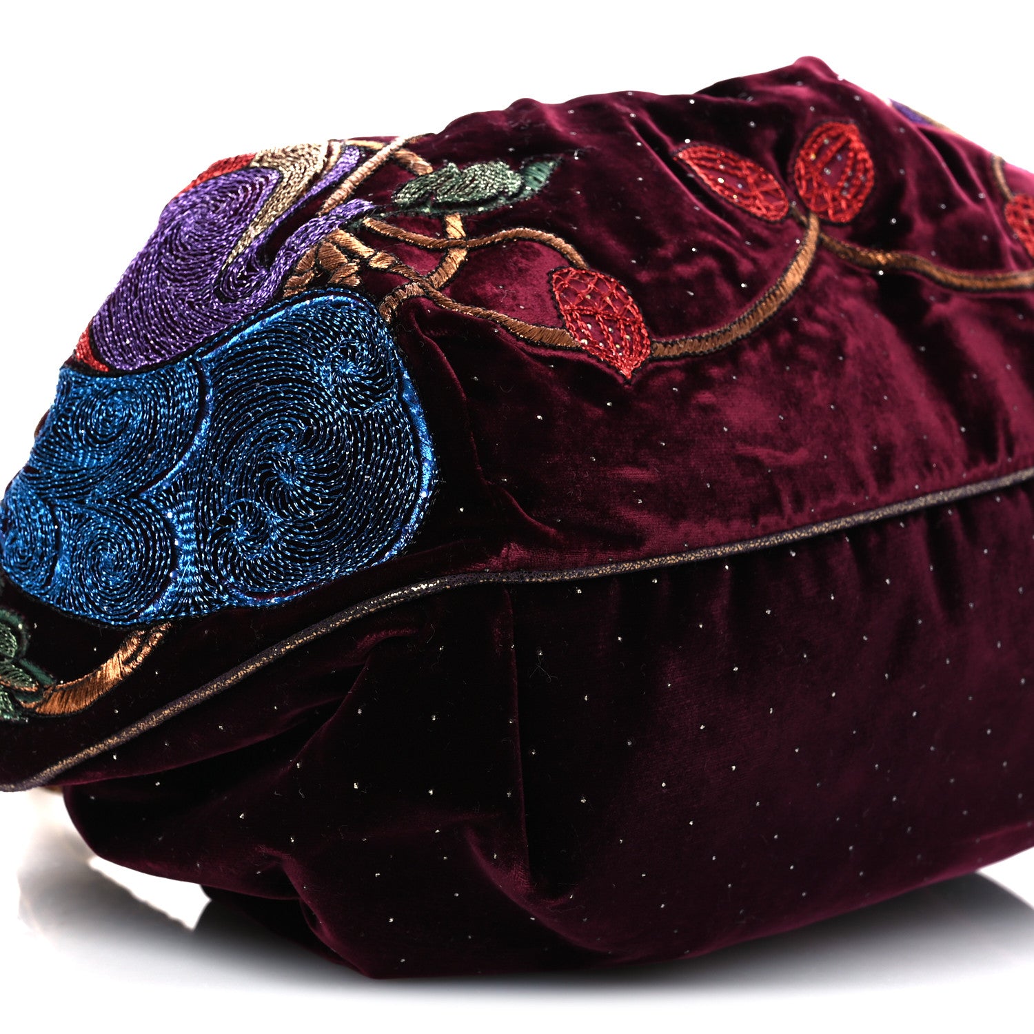 Fendi Velvet Embroidered Squirrel Spy Bordeaux Multicolor 9 of 12