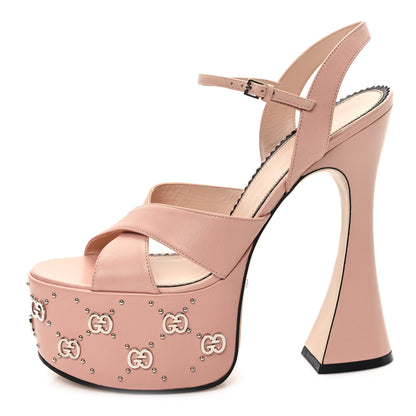 Gucci Malaga Kid Interlocking G Studs 155mm Platform Sandals 39 Perfect Pink 1 of 9