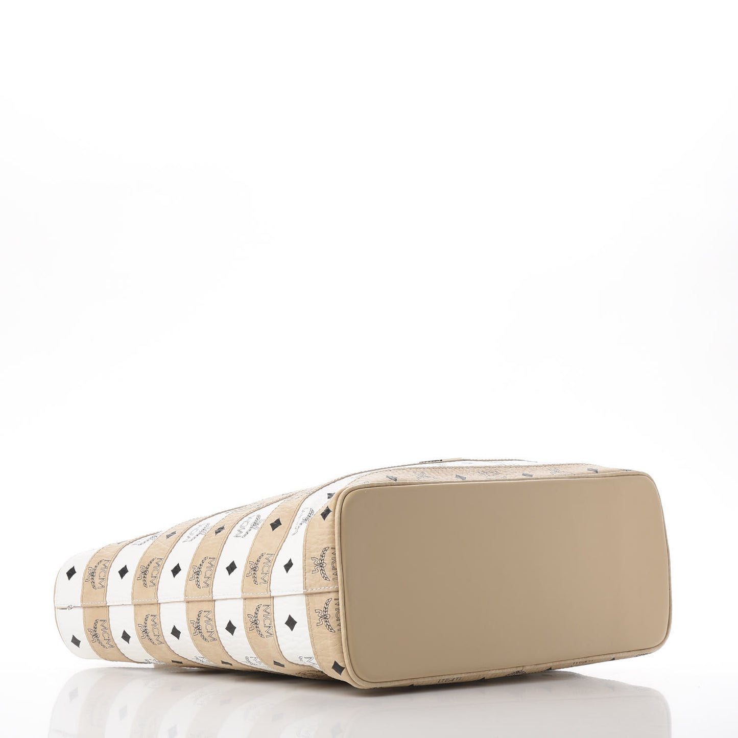 Visetos Spot Stripped Medium Shopping Tote Beige White