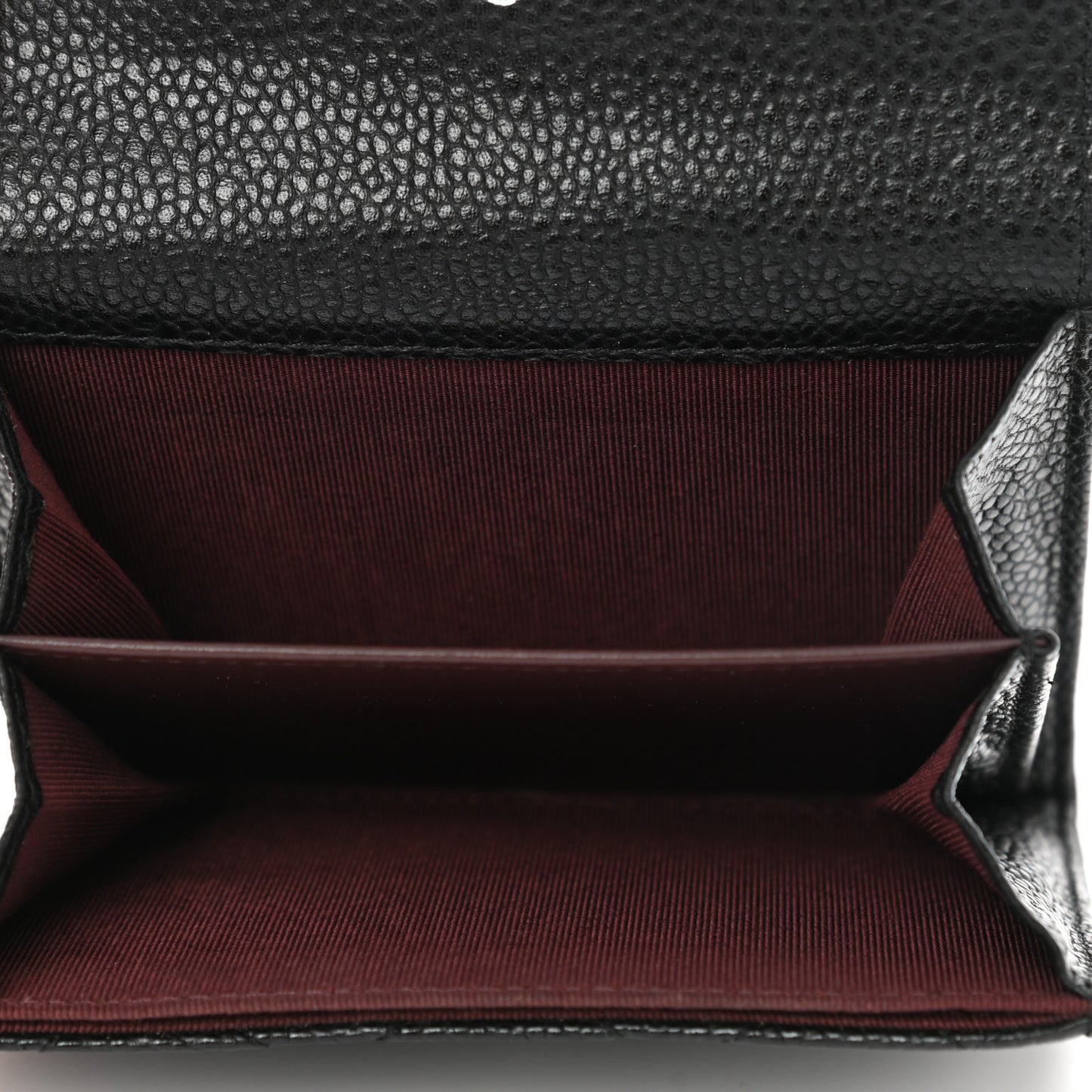 Caviar Quilted Flap Card Holder Wallet Black