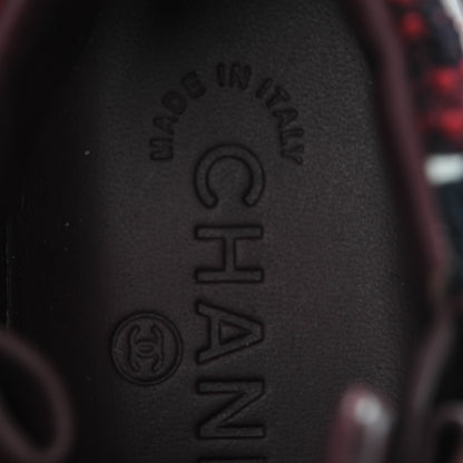 Chanel Lambskin Tweed Chain CC Sneakers 35 Burgundy Navy White 8 of 8