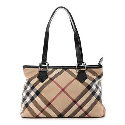 Burberry Patent Trim Nova Check Shopper Tote Black 1 of 14