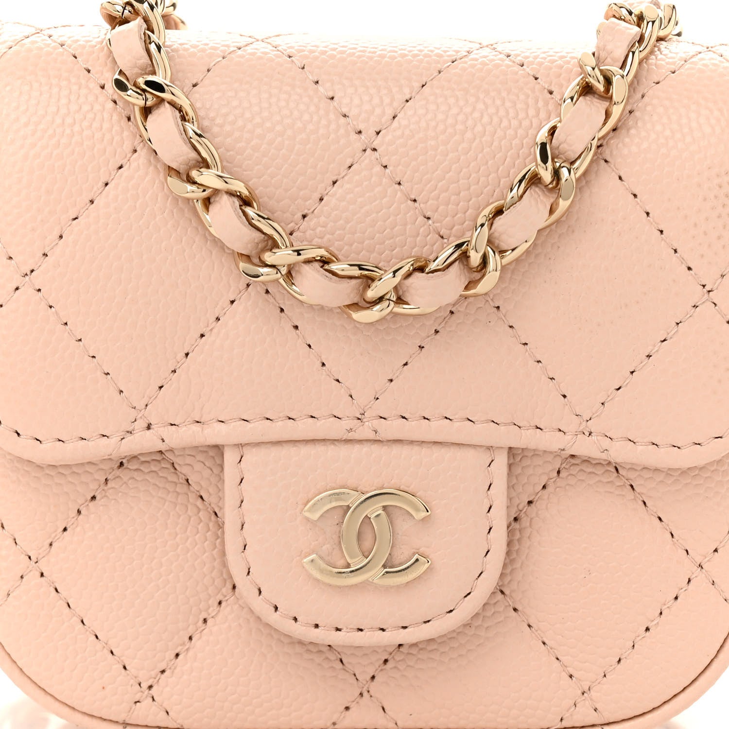 Chanel Caviar Quilted Mini Clutch With Chain Light Beige 9 of 11