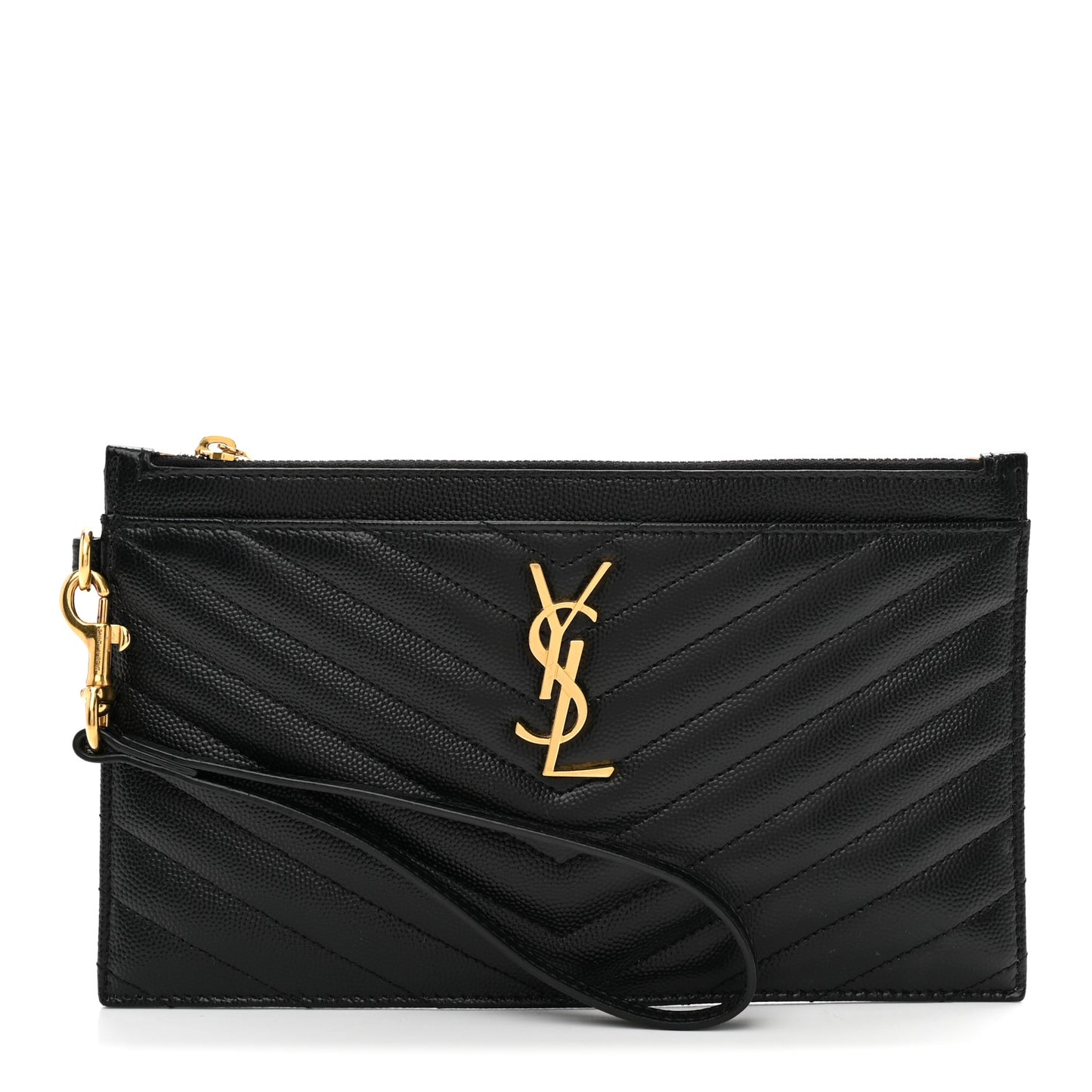 Grain De Poudre Chevron Monogram Large Bill Pouch Black
