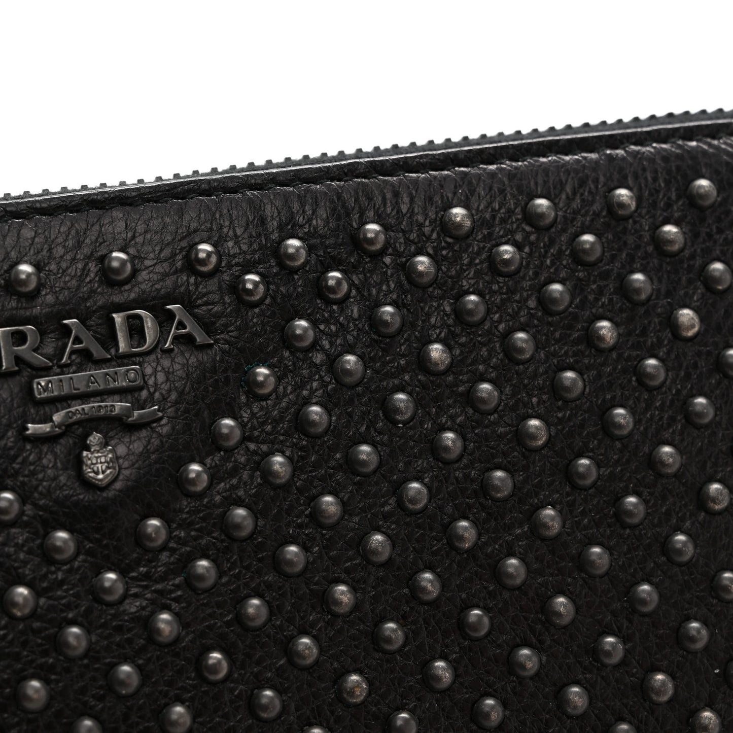 Glace Borchie Studded Zip Around Wallet Black