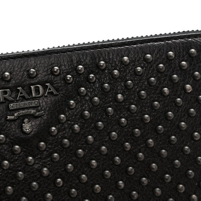 Prada Glace Borchie Studded Zip Around Wallet Black 10 of 11