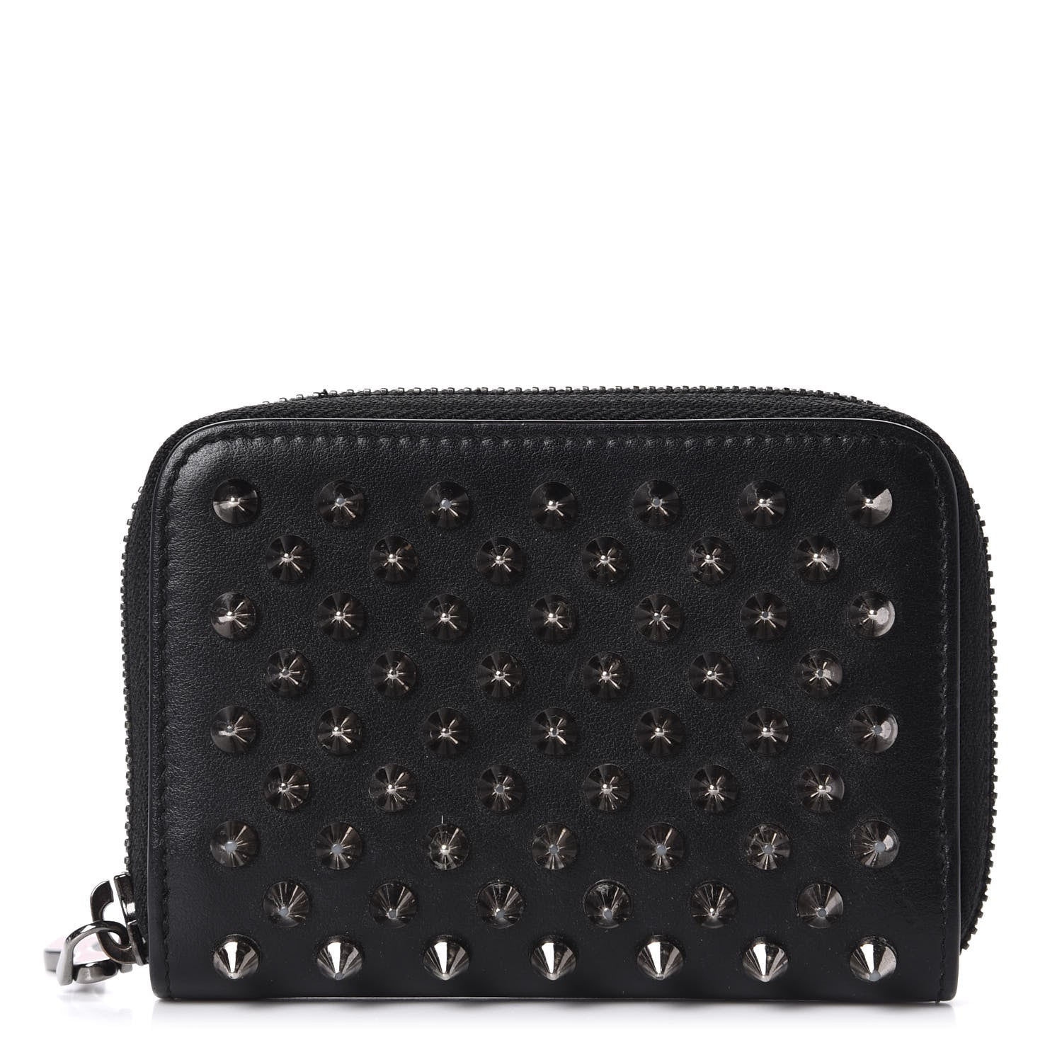 Christian Louboutin Calfskin Spiked Panettone Coin Purse Black 1 of 9
