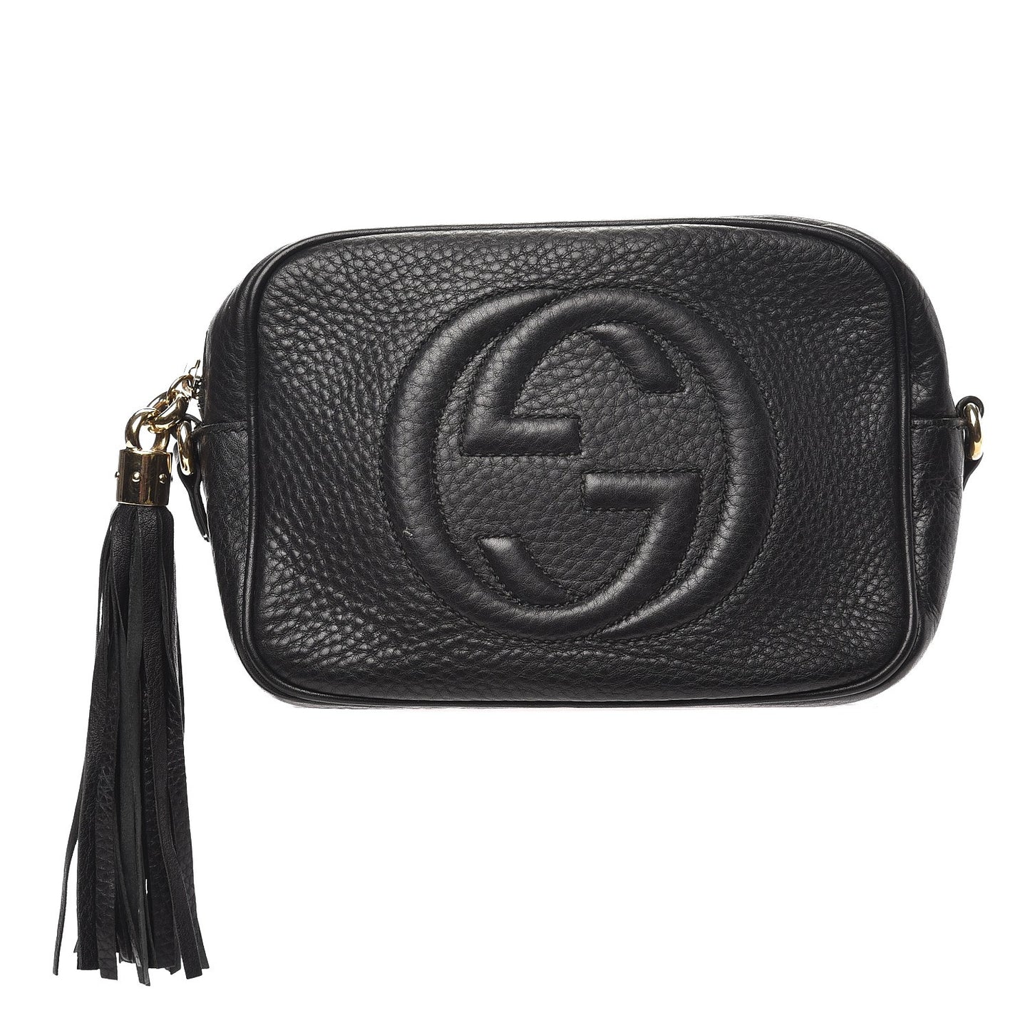 Pebbled Calfskin Small Soho Disco Bag Black