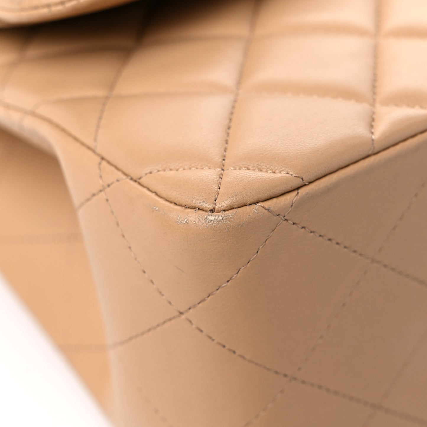 Lambskin Quilted Jumbo Double Flap Beige Clair
