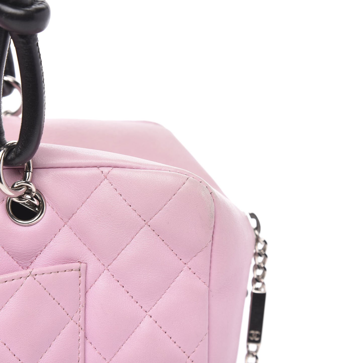 Calfskin Quilted Large Cambon Bowler Pink Black