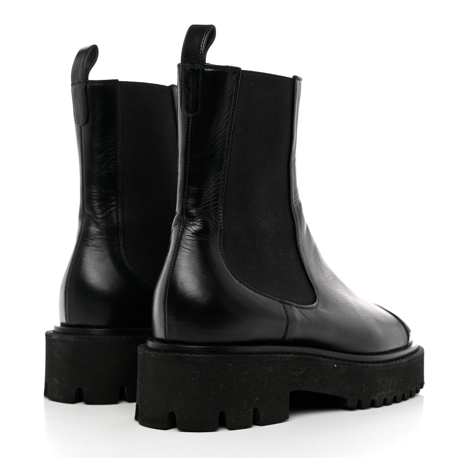 Chanel Crumpled Calfskin Patent Cap Toe Short Boots 38 Black 4 of 8