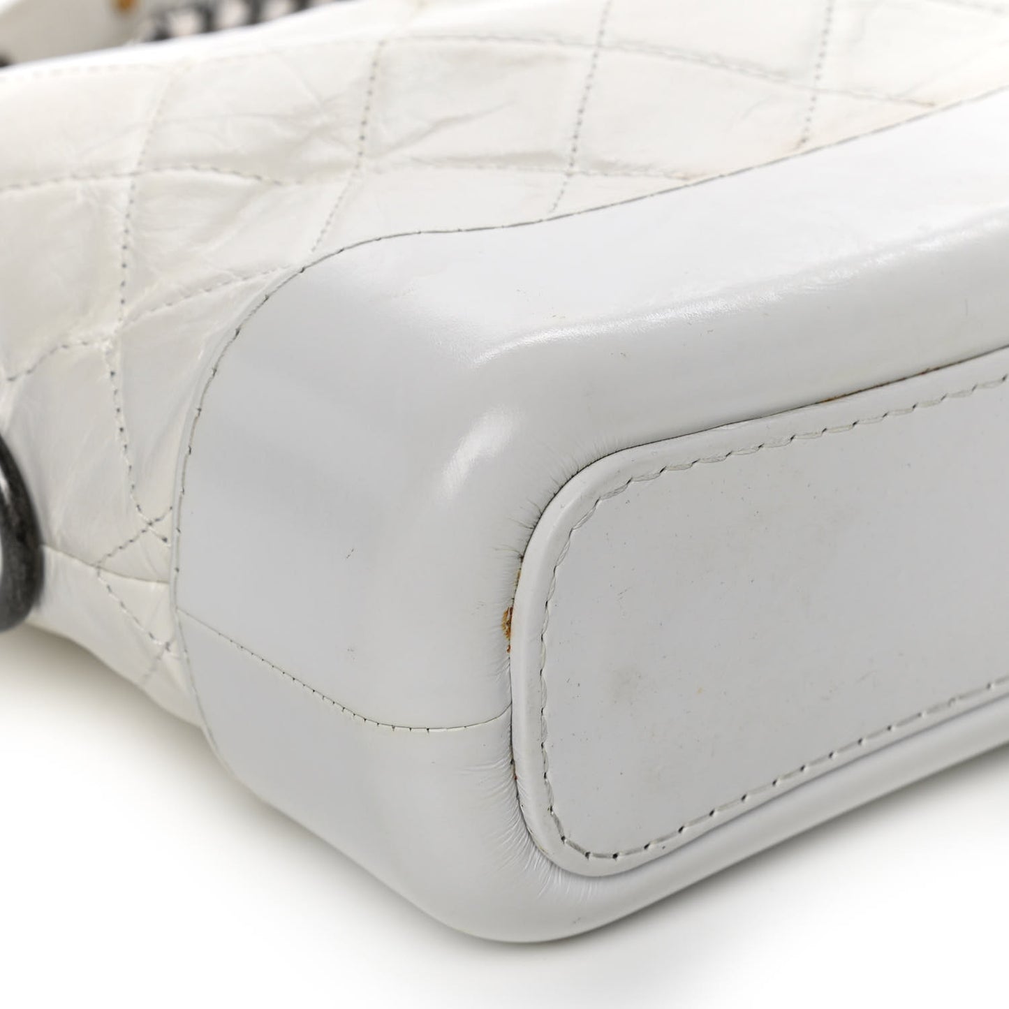 Aged Calfskin Quilted Small Gabrielle Hobo White