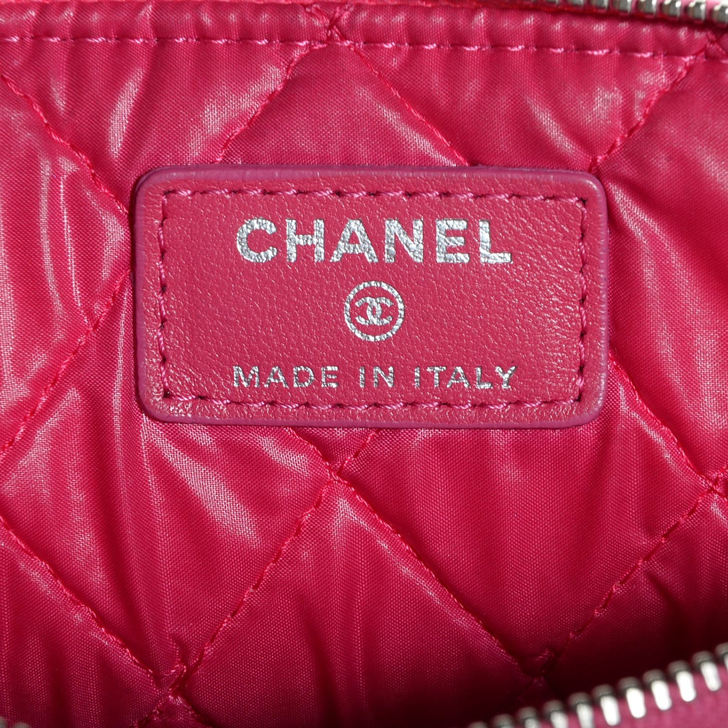 Lambskin Quilted Medium Cosmetic Case Dark Pink