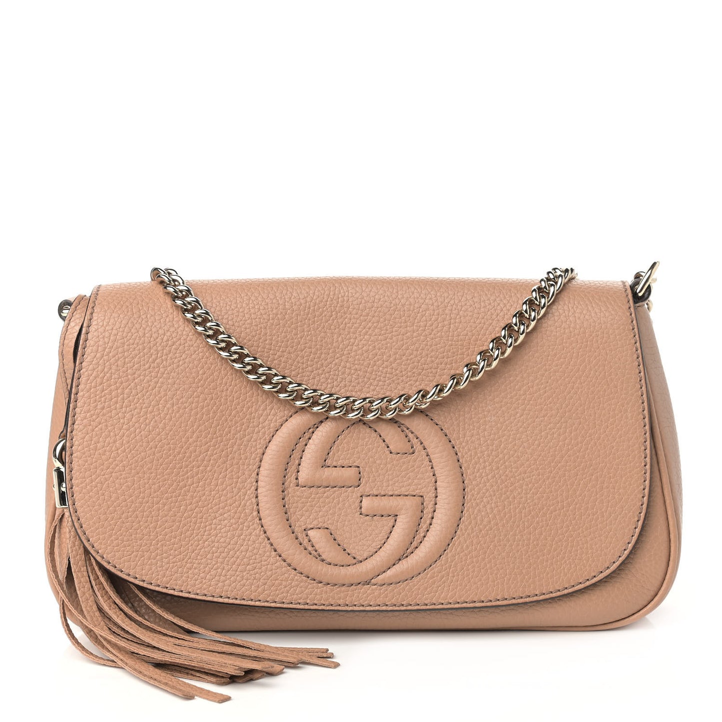Pebbled Calfskin Medium Soho Flap Crossbody Camelia