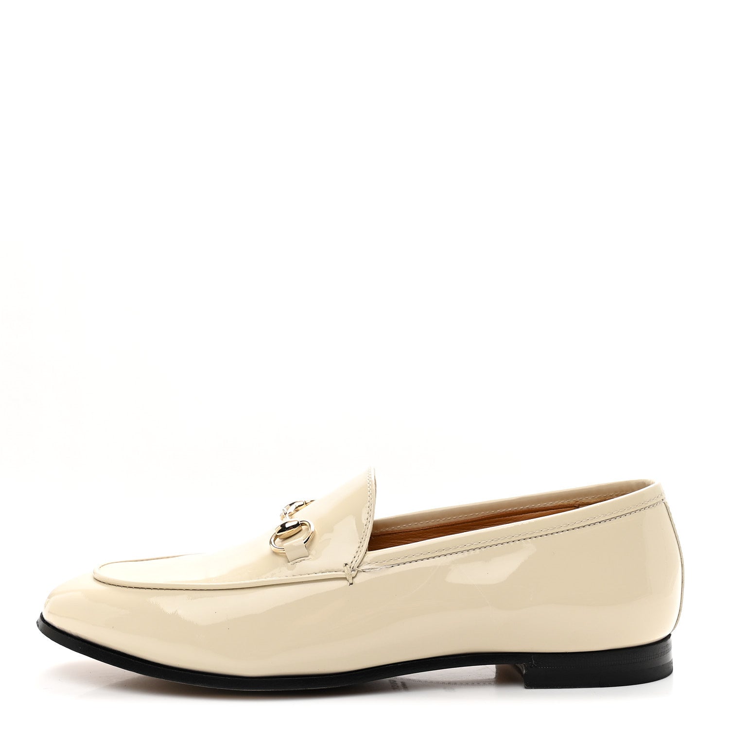 Gucci Vitello Vernice Soft Womens Jordaan Loafers 38 New Ivoire 1 of 10