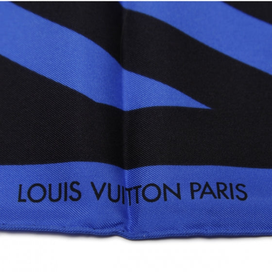 Louis Vuitton Silk Stripes Scarf Blue/Black 3 of 6