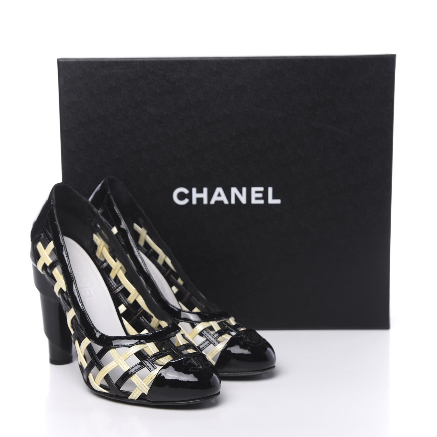 Chanel Patent CC Heel 36.5 Black White 10 of 10