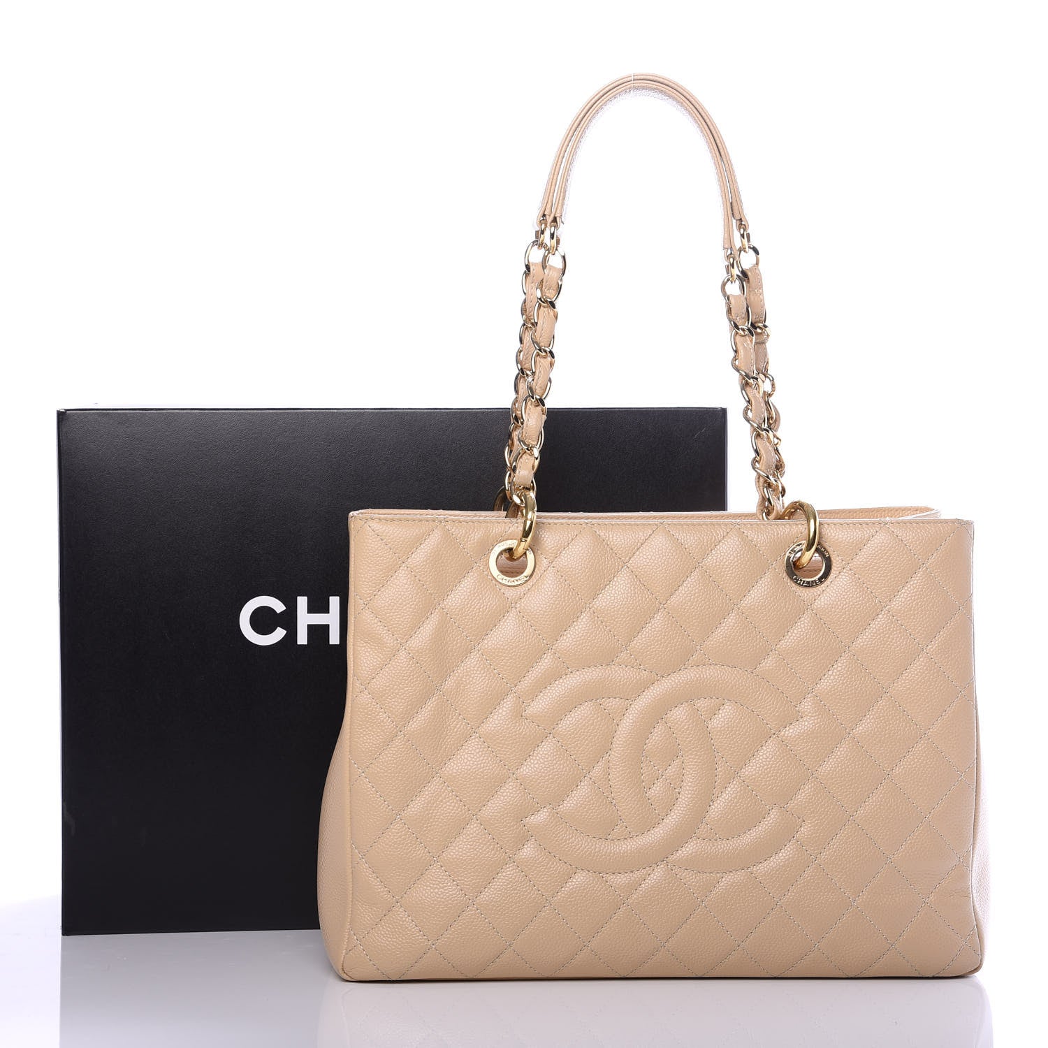 Chanel Caviar Quilted Grand Shopping Tote GST Beige Clair 14 of 14