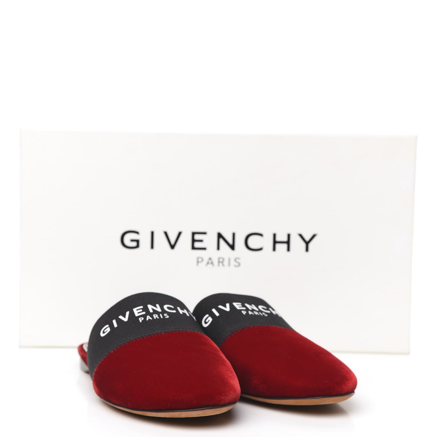 Calfskin Velvet Bedford Logo Mule Slides 35.5 Red Navy