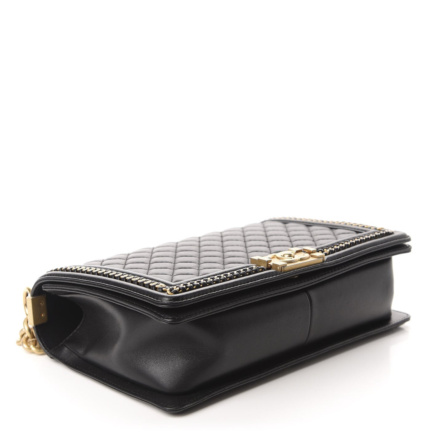Calfskin Quilted New Medium Boy Top Handle Flap Black