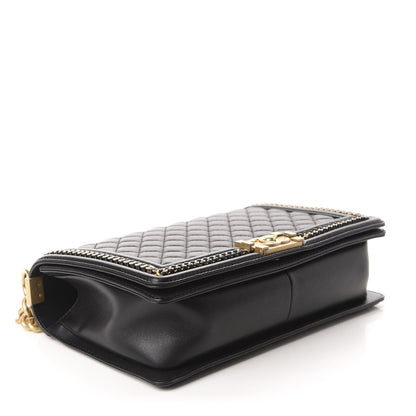 Chanel Calfskin Quilted New Medium Boy Top Handle Flap Black 3 of 10