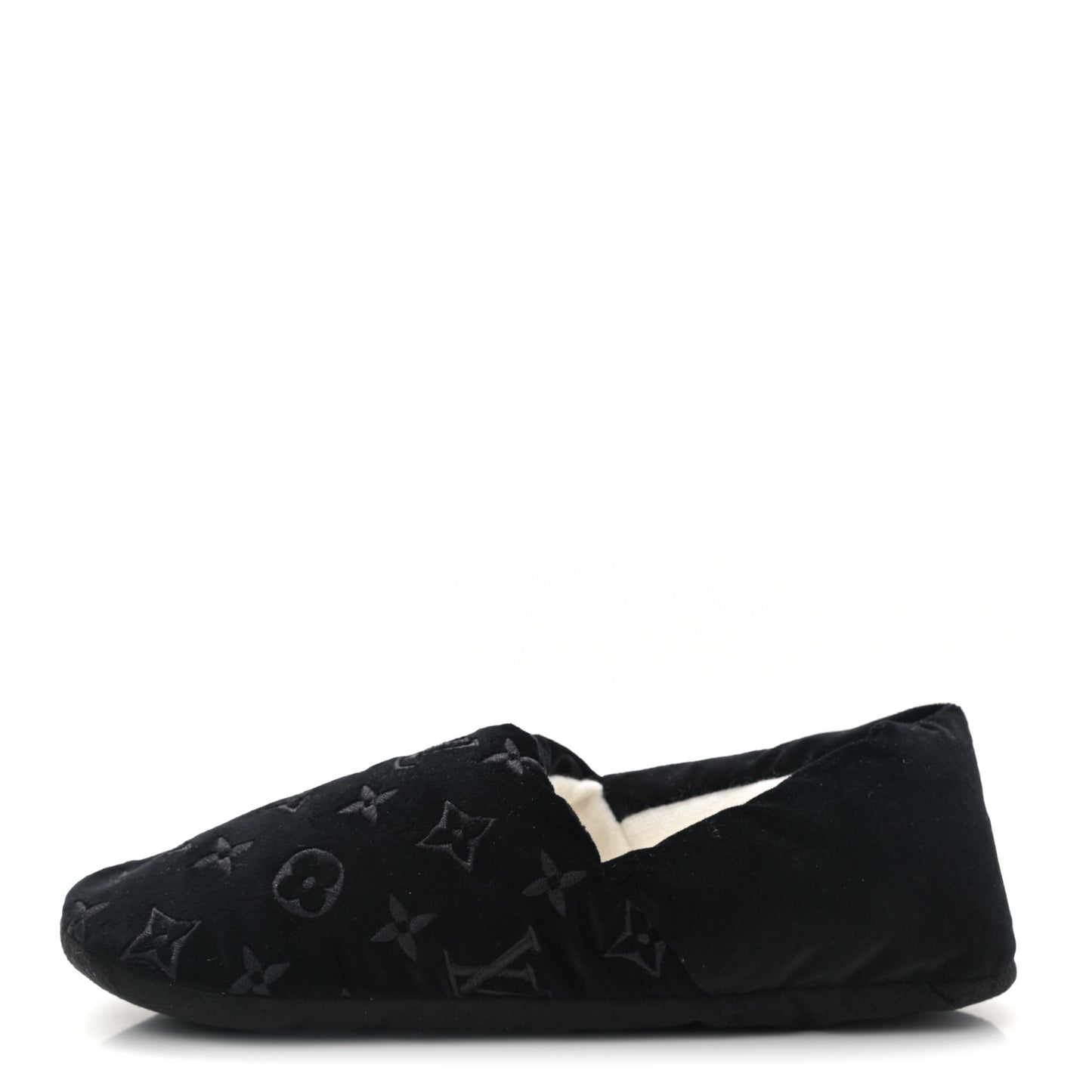 Velvet Embroidered Monogram Dreamy Slipper 37 Black
