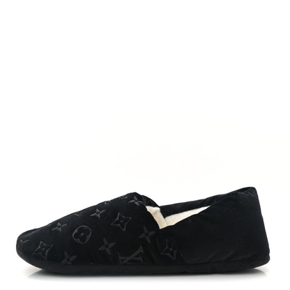 Louis Vuitton Velvet Embroidered Monogram Dreamy Slipper 37 Black 1 of 8