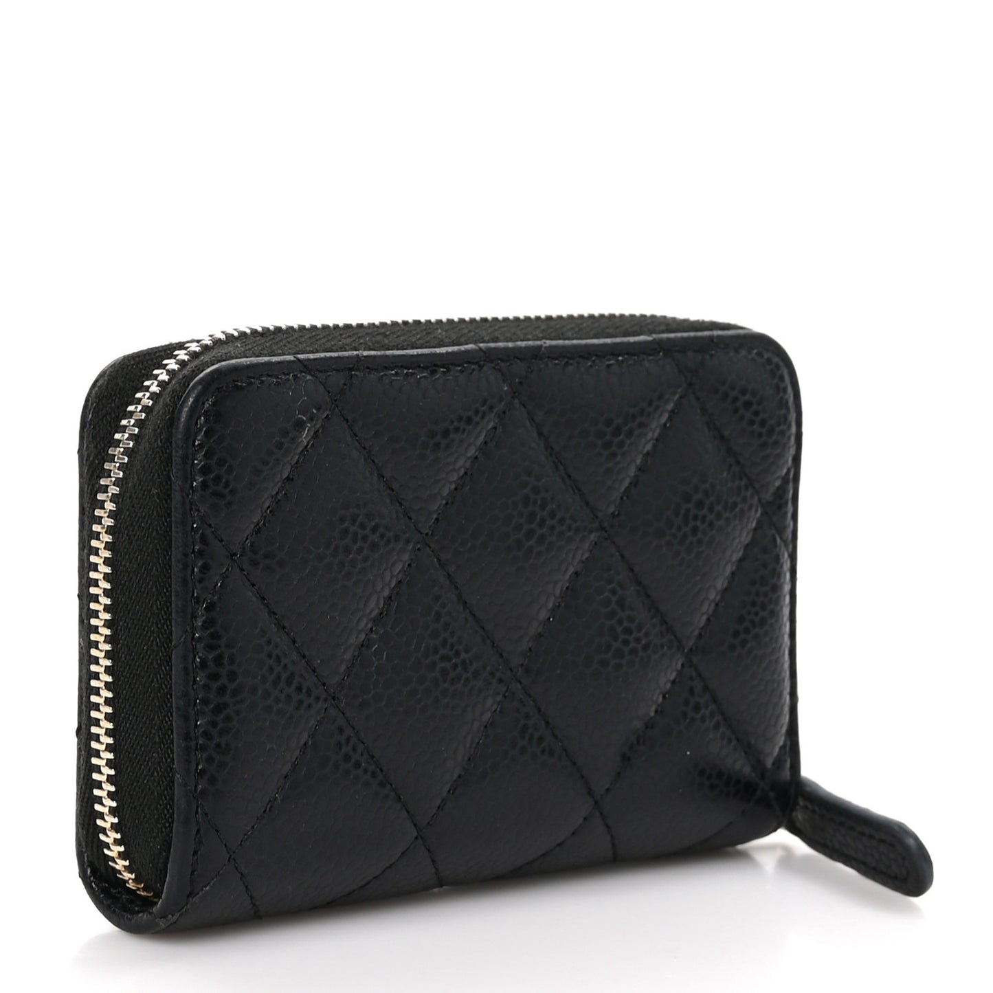 Caviar Quilted Zip Coin Purse Black