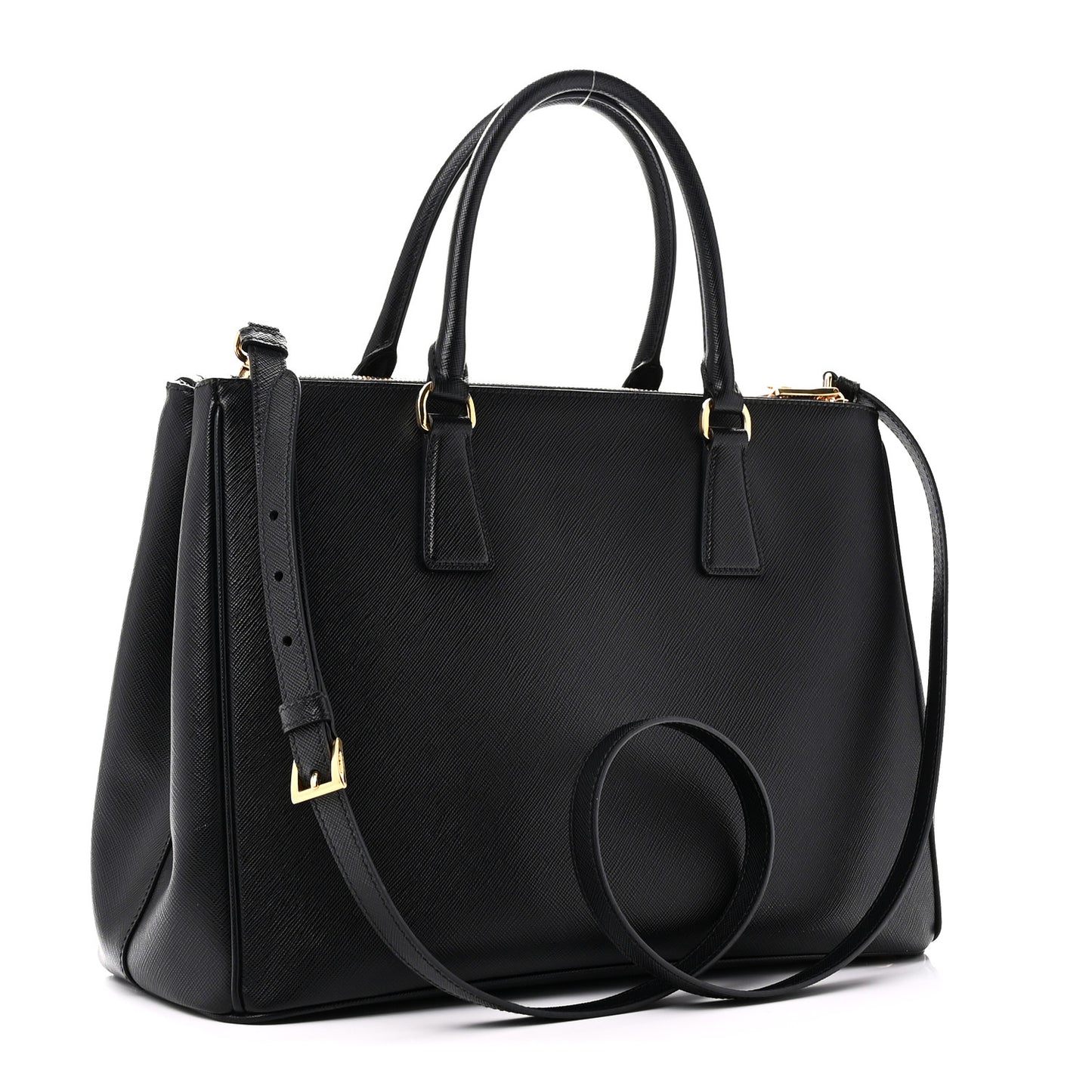 Saffiano Medium Galleria Double Zip Tote Black