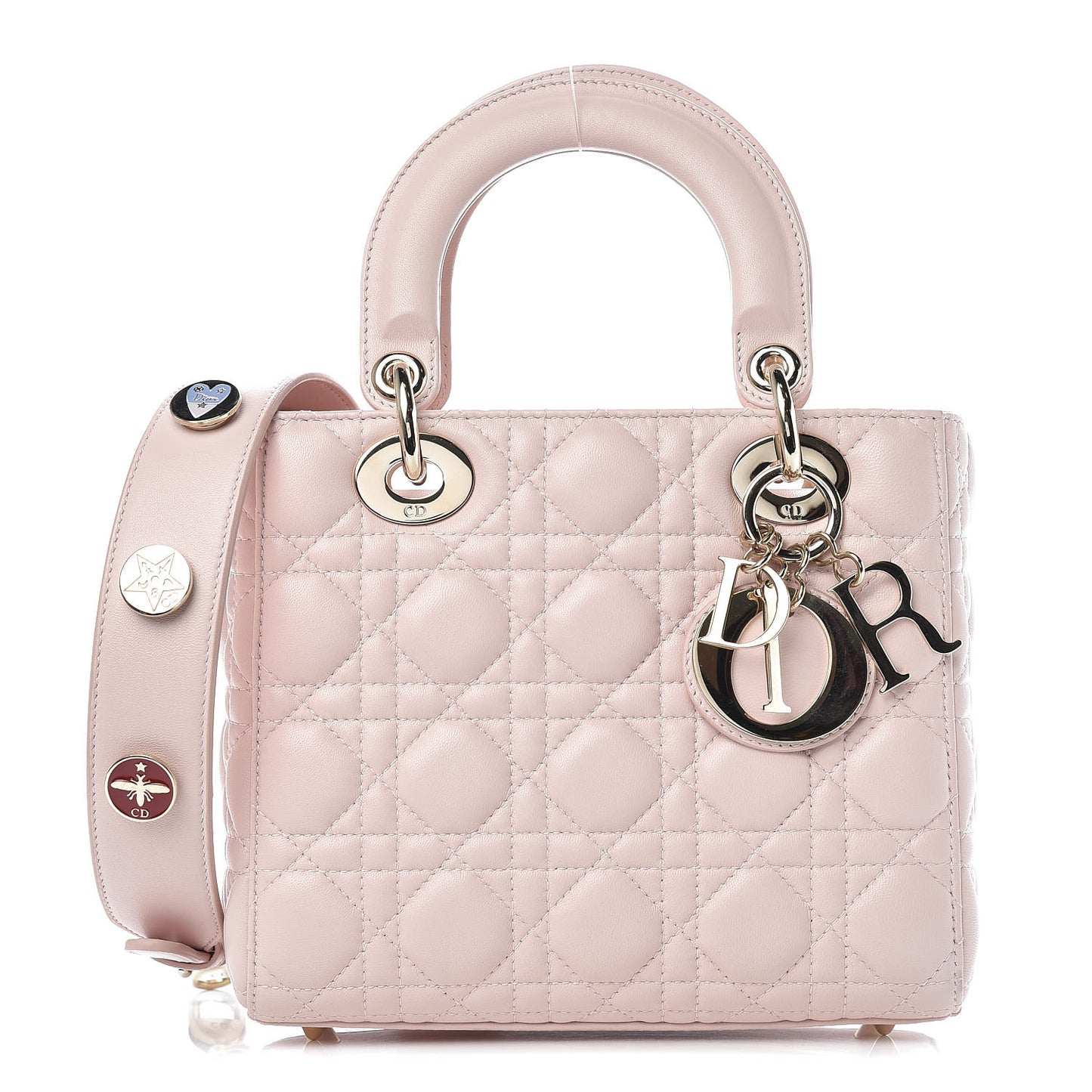 Lambskin Cannage Small Lucky Badges My Lady Dior Pink