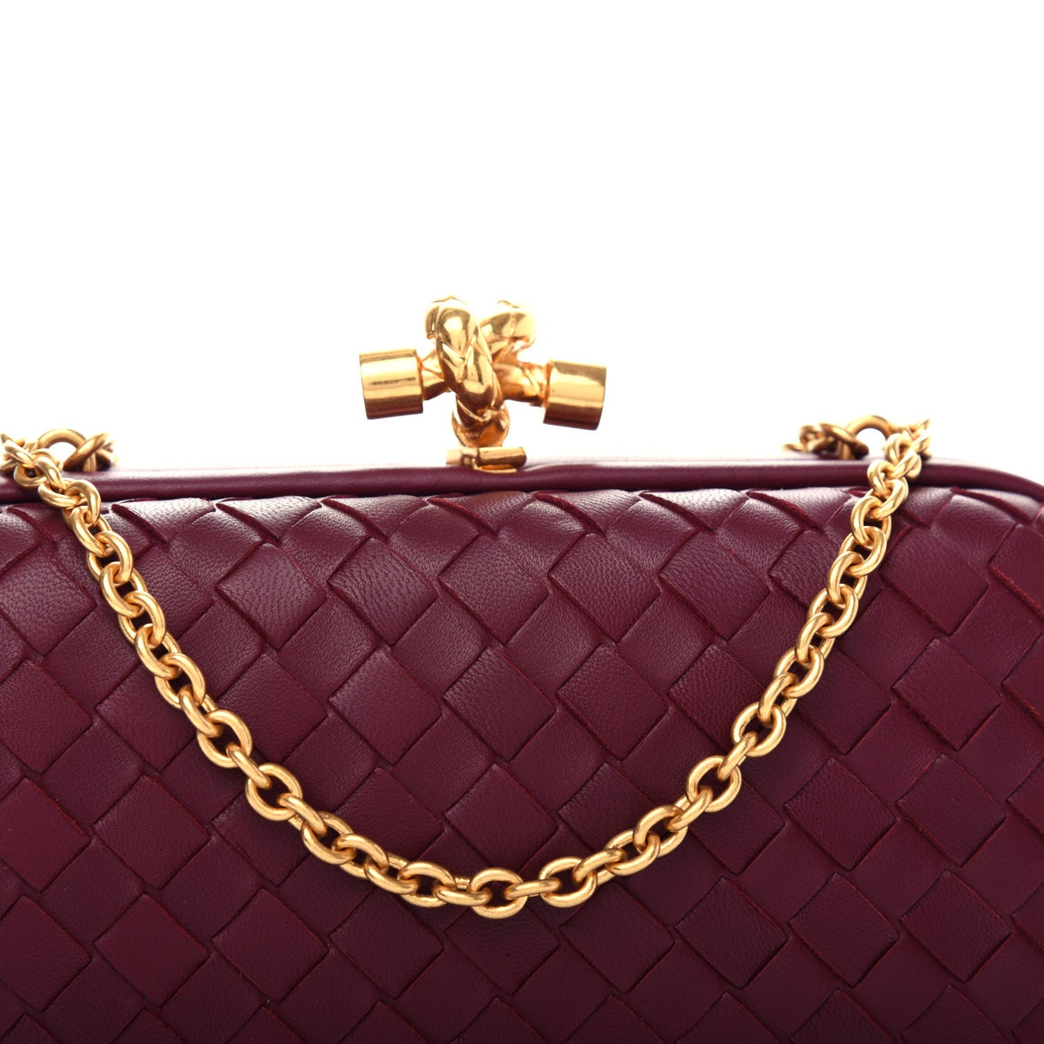 Bottega Veneta Nappa Intrecciato Chain Knot Clutch Bordeaux 9 of 9