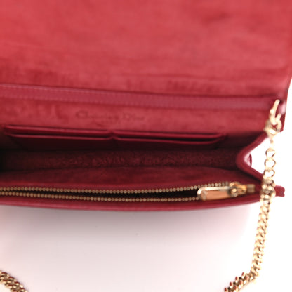 Christian Dior Grained Calfskin Diorama Wallet on Chain Pouch Burgundy 4 of 7