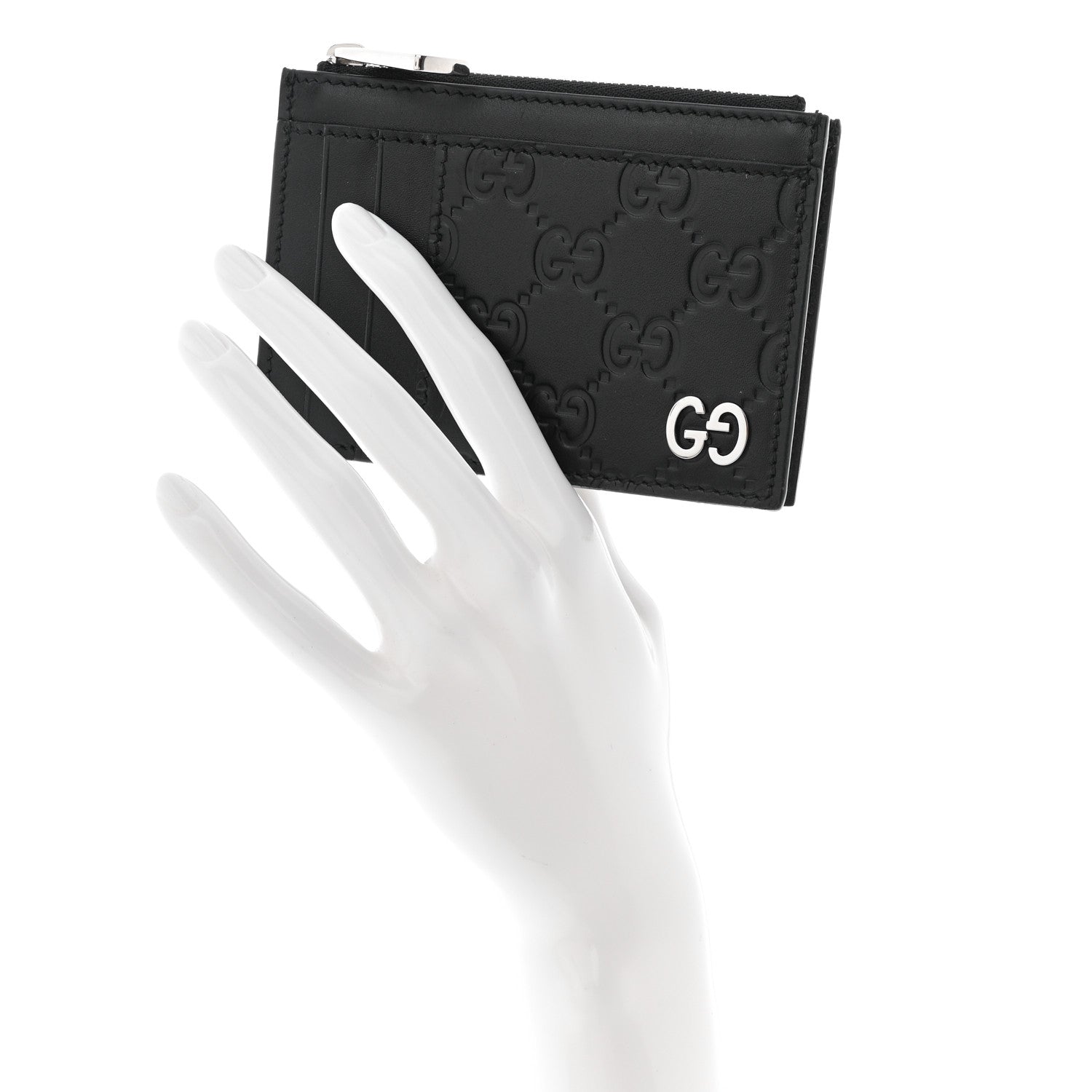 Gucci Guccissima Signature Coin Case Card Holder Black 2 of 8