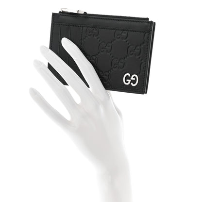 Gucci Guccissima Signature Coin Case Card Holder Black 2 of 8