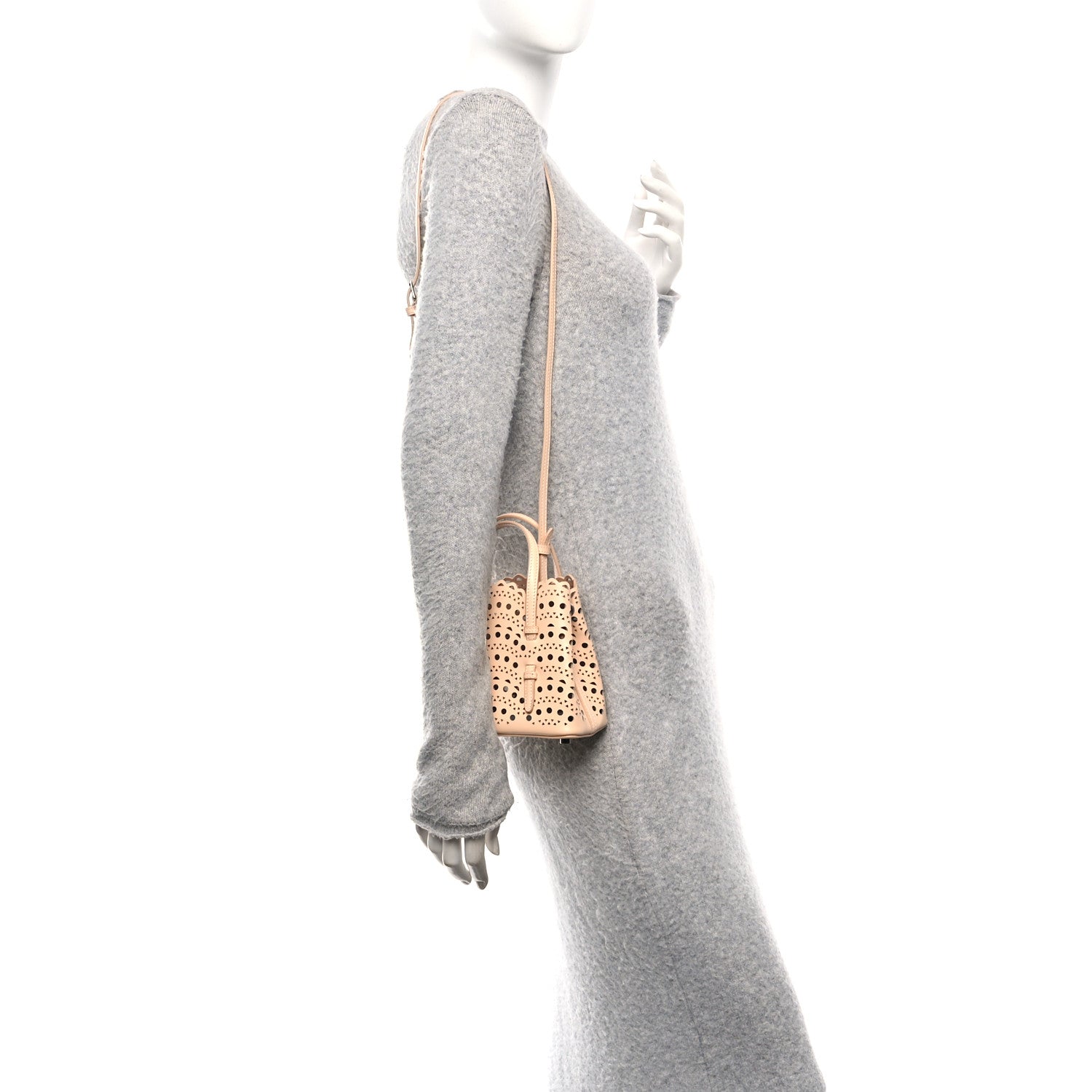 Alaia Lux Calfskin Vienne Wave Mina 16 Bag Peche 2 of 9
