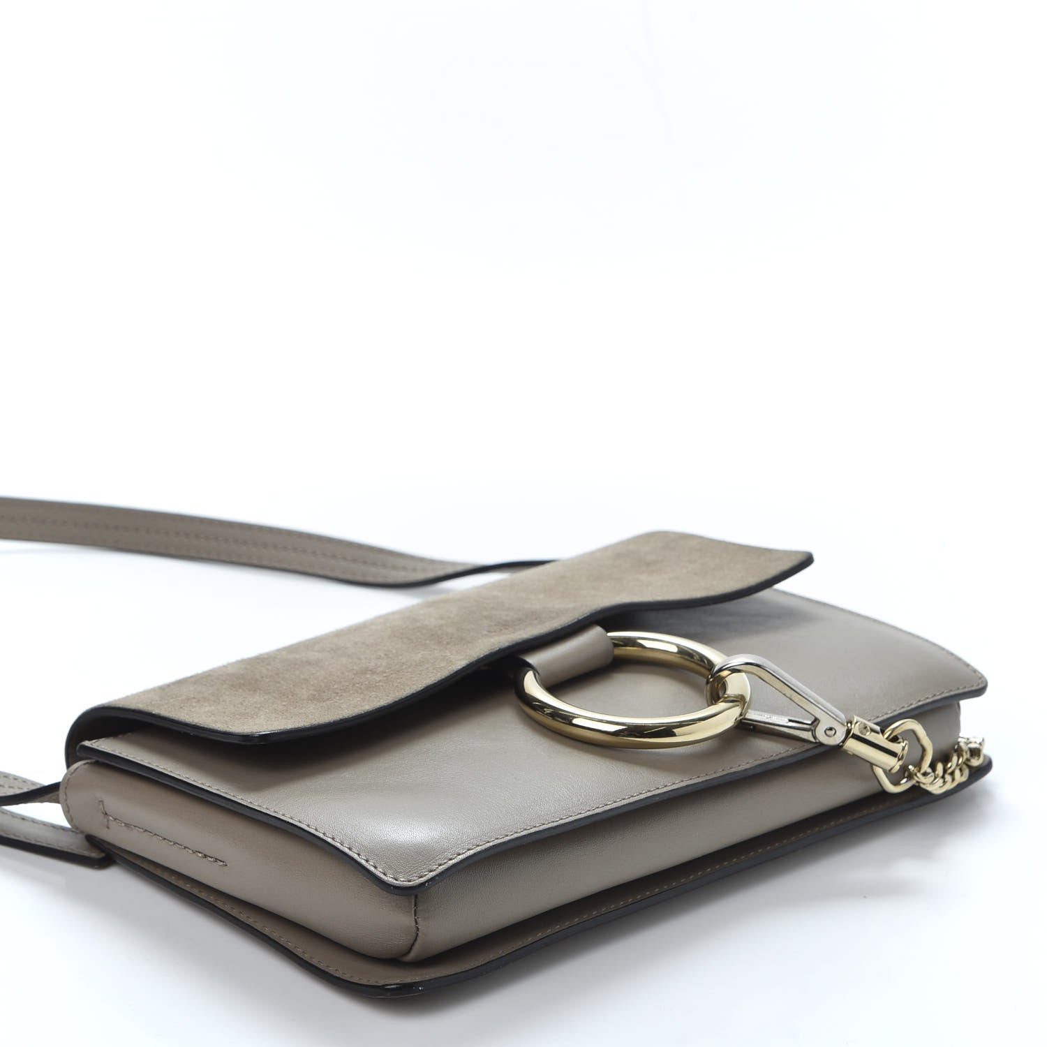 Chloe Suede Calfskin Small Faye Shoulder Bag Motty Grey 3 of 9