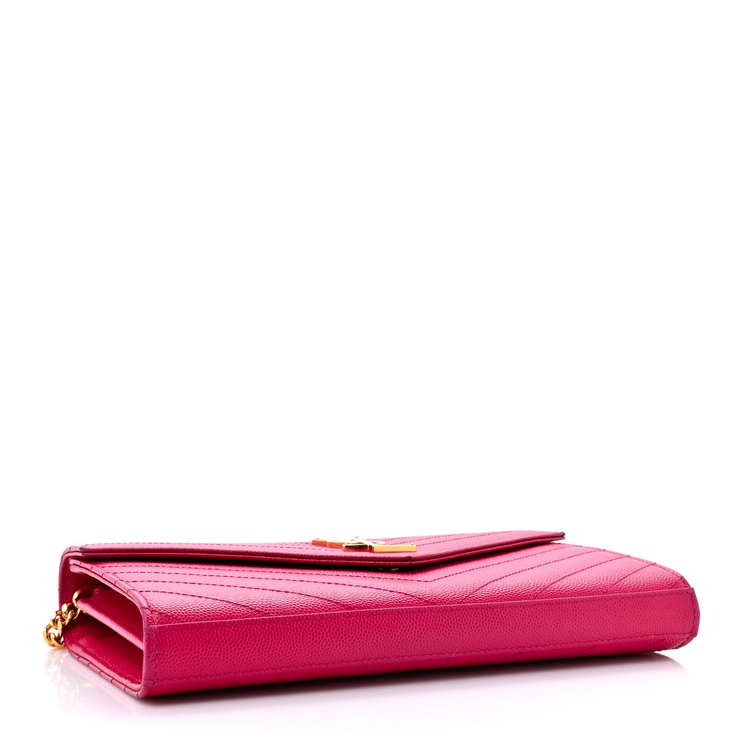 Grain De Poudre Matelasse Chevron Monogram Chain Wallet Hot Pink